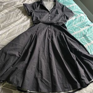 50s Retro Rockabilly Polka Dot Diner Dress | XL